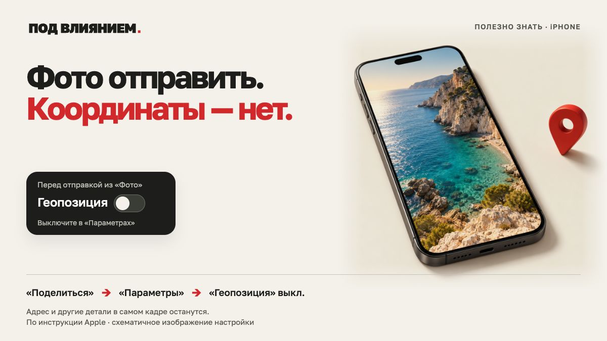 Отправить фото с iPhone — без места съёмки