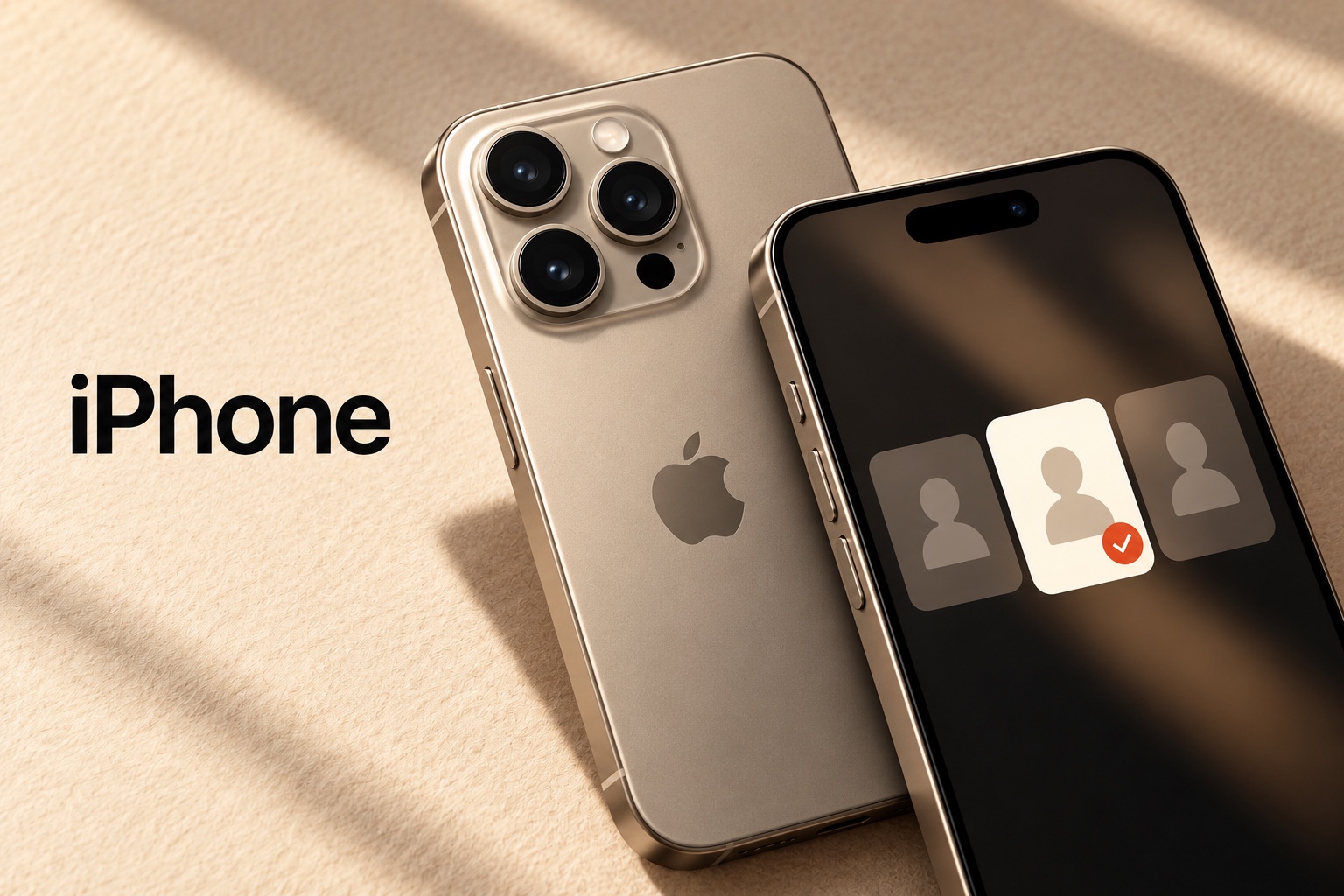 iPhone со знаком Apple и изображением выбора одного контакта